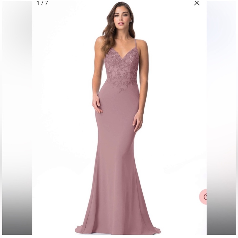 Azazie Adaly Bridesmaid Dress Dusty Rose Size A8 Mermaid Formal Gown